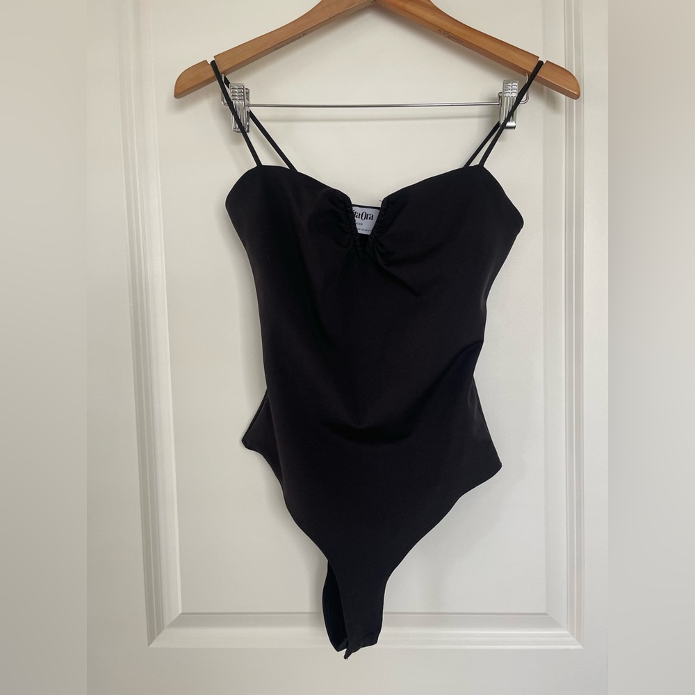 Black Spaghetti Strap Bodysuit